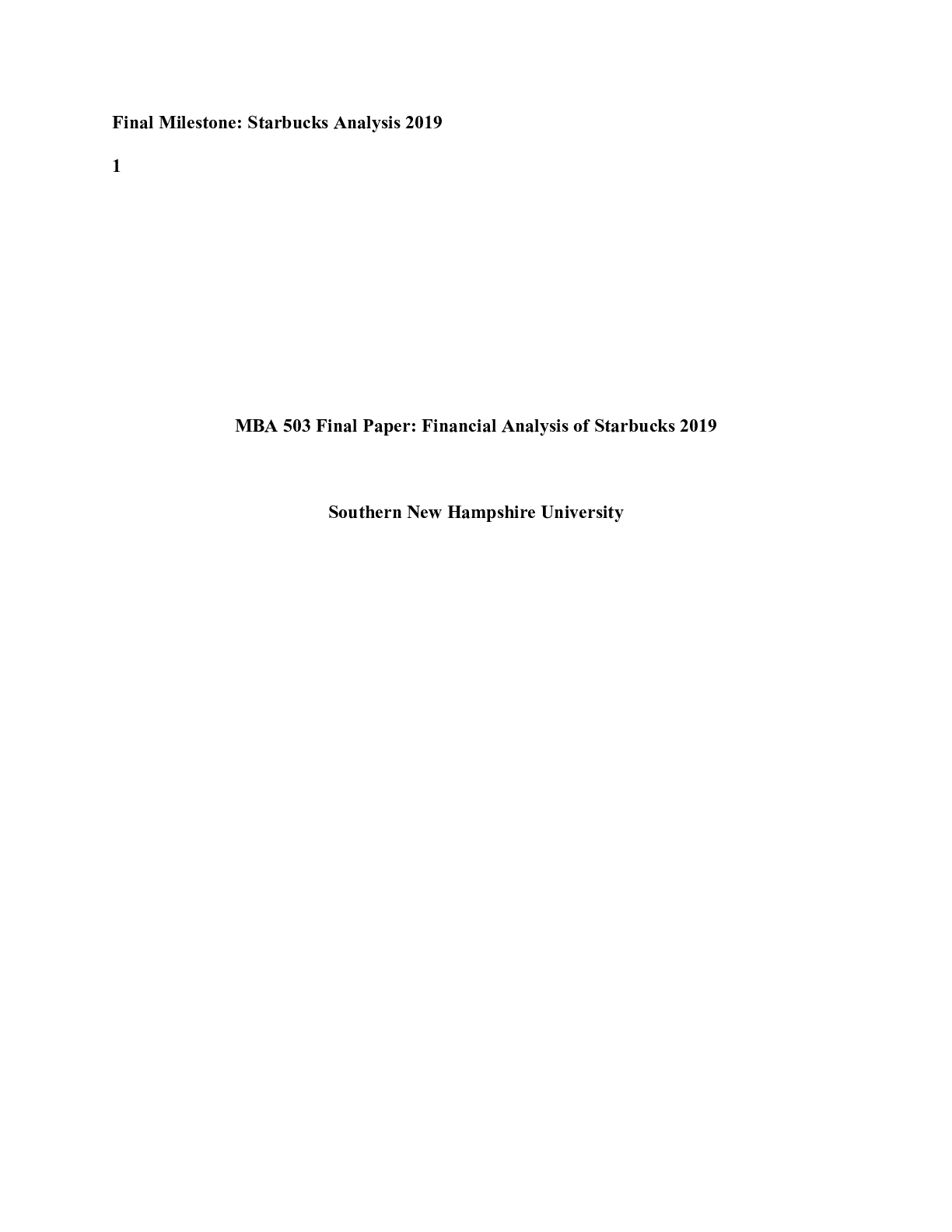 Preview image for MBA 503 Final Milestone |  Final Milestone: Starbucks Analysis 2019          1  MBA 50